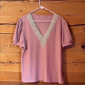 Chic Mauve V-Neck Women's Blouse